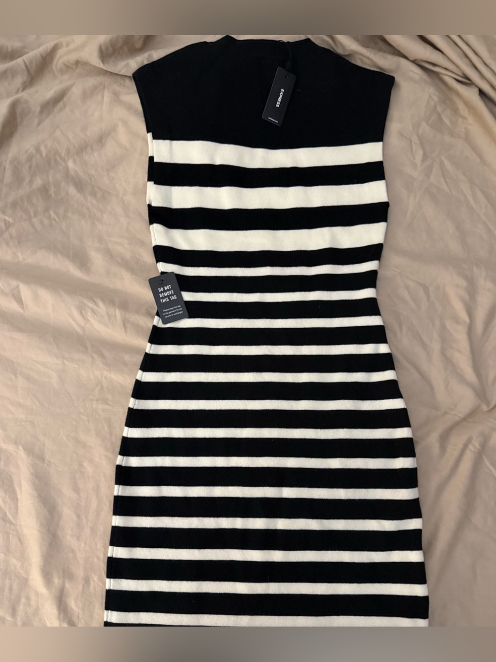 Express Black and White Striped Pencil Dress